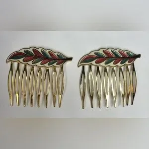 Vintage Cloisonne Enamel Nature Flower Hair Birds Comb Bundle Of 4 il_fullxfull.6254001982_rwac.jpg main image 4